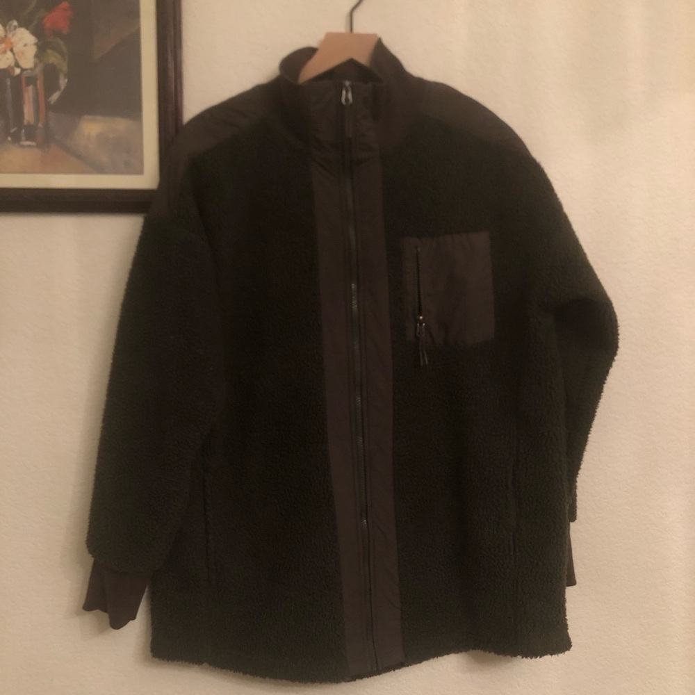 H&M Army Green Sherpa Zipup